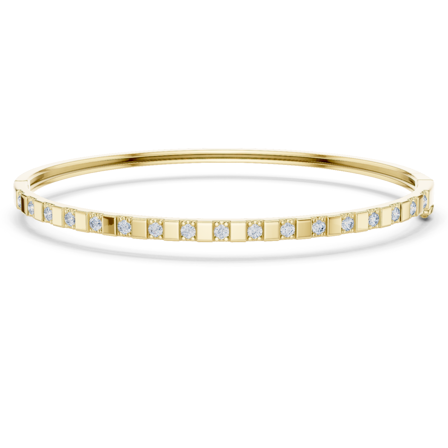 Minimal round diamond bangle bracelet in gold with delicate lab grown diamonds by Signora Jewels