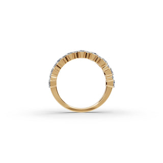Baguette and Round Lab Grown Diamond Band in yellow gold, view 2