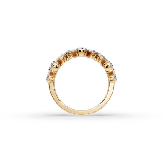 Baguette and Round Lab Grown Diamond Eleven Stone Band in yellow gold, view 2