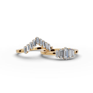 Baguette Lab Grown Diamond Band in yellow gold, front view
