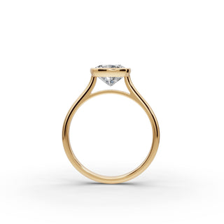 Cushion Lab Grown Diamond Bezel Solitaire Ring in yellow gold, view 2