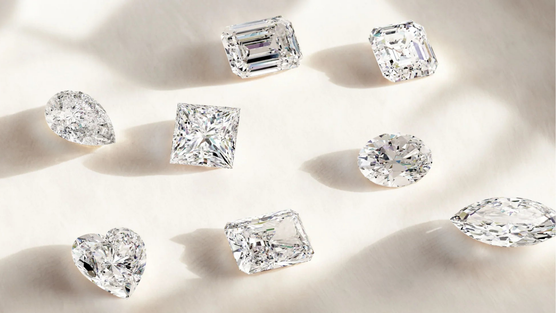 Collection of diamonds on a light background
