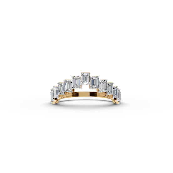 Emerald Lab Grown Diamond Band in yellow gold, front view