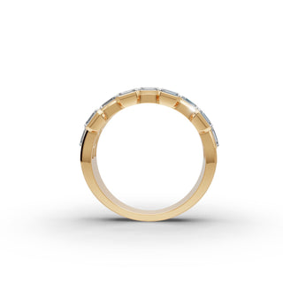 Emerald Lab Grown Diamond Bezel Band in yellow gold, view 2