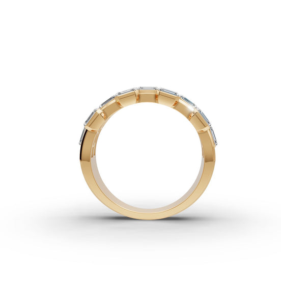 Emerald Lab Grown Diamond Bezel Band in yellow gold, view 2