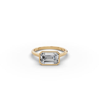 Emerald Lab Grown Diamond Bezel Solitaire Ring 2 in yellow gold, front view