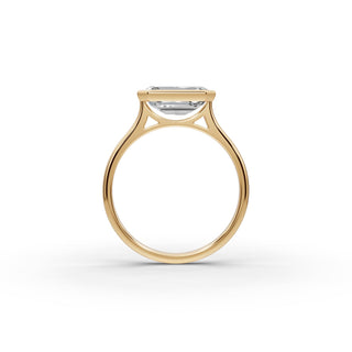 Emerald Lab Grown Diamond Bezel Solitaire Ring 2 in yellow gold, view 2