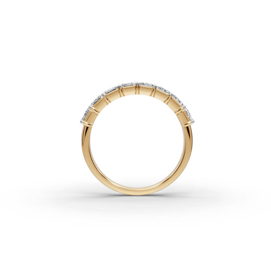 Emerald Lab Grown Diamond Eight Stone Band in yellow gold, view 2