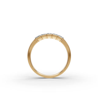 Emerald Lab Grown Diamond Five Stone Band in yellow gold, view 2