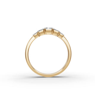 Emerald Lab Grown Diamond Five Stone Ring in yellow gold, view 2