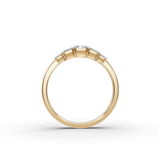 Emerald Lab Grown Diamond Five Stone Ring in yellow gold, view 2