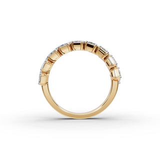 Emerald Lab Grown Diamond Nine Stone Band in yellow gold, view 2