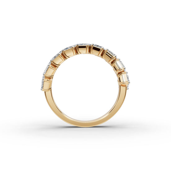 Emerald Lab Grown Diamond Nine Stone Band in yellow gold, view 2