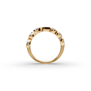 Emerald Lab Grown Diamond Statement Ring with Mixed Shape Accents in yellow gold, view 2
