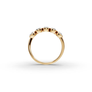 Emerald Lab Grown Diamond Statement Ring with Round Accents in yellow gold, view 2