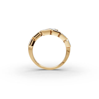 Emerald Lab Grown Diamond Statement Ring in yellow gold, view 2