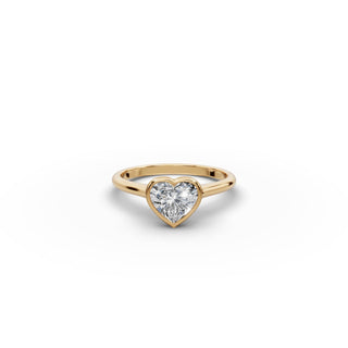 Heart Lab Grown Diamond Bezel Solitaire Ring in yellow gold, front view