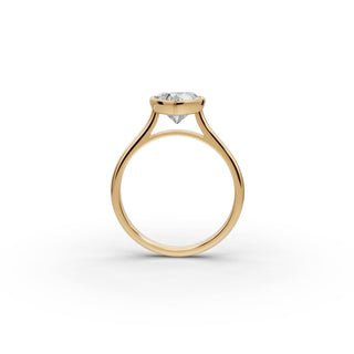Heart Lab Grown Diamond Bezel Solitaire Ring in yellow gold, view 2