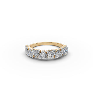 Heart Lab Grown Diamond Eight Stone Band in yellow gold, front view