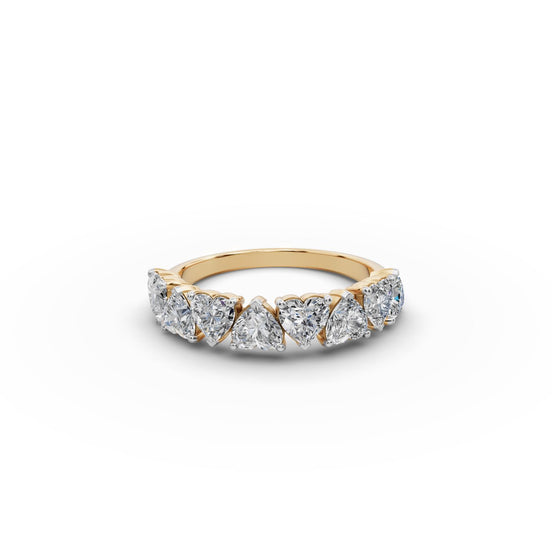 Heart Lab Grown Diamond Eight Stone Band in yellow gold, front view