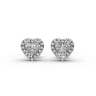 Heart Lab Grown Diamond Halo Stud Earrings in silver, front view