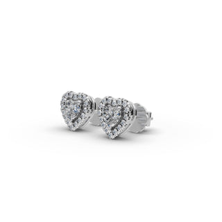 Heart Lab Grown Diamond Halo Stud Earrings in silver, view 2