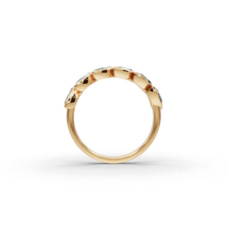 Marquise Lab Grown Diamond Bezel Six Stone Band in yellow gold, view 2