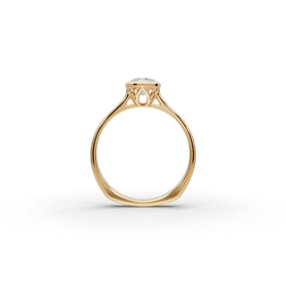 Marquise Lab Grown Diamond Bezel Solitaire Ring in yellow gold, view 2