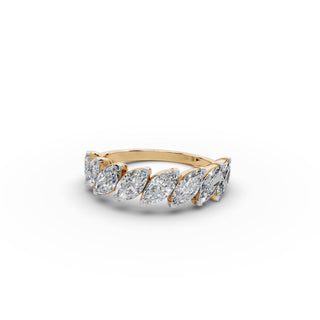 Marquise Lab Grown Diamond Eight Stone Band in yellow gold, front view