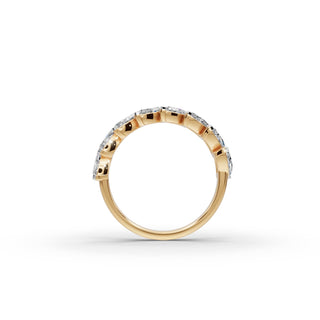 Marquise Lab Grown Diamond Eight Stone Band in yellow gold, view 2