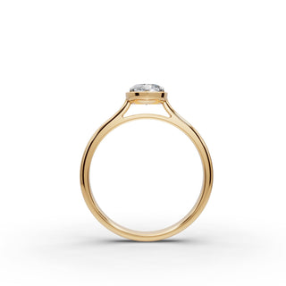 Marquise Lab Grown Diamond Four Prong Solitaire Ring in yellow gold, view 2