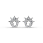 Marquise Lab Grown Diamond Petal Cluster Stud Earrings in silver, front view