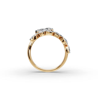 Marquise Lab Grown Diamond Statement Ring with Mixed Shape Accents in yellow gold, view 2