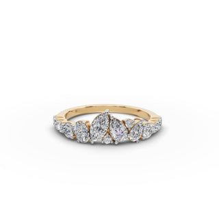 Mixed Shape Lab Grown Diamond Band in yellow gold, front view