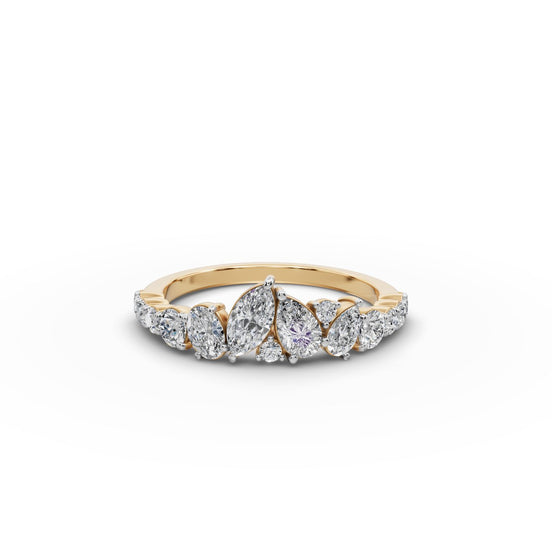 Mixed Shape Lab Grown Diamond Band in yellow gold, front view