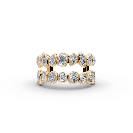 Mixed Shape Lab Grown Diamond Bezel Band in yellow gold, front view