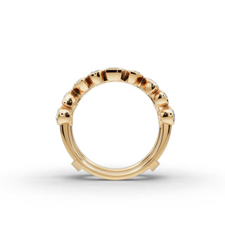 Mixed Shape Lab Grown Diamond Bezel Band in yellow gold, view 2