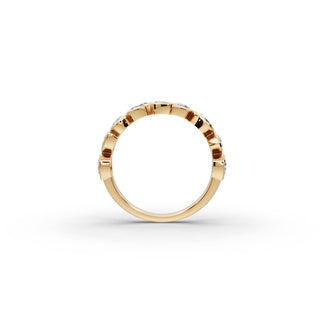Mixed Shape Lab Grown Diamond Bezel Nine Stone Band in yellow gold, view 2