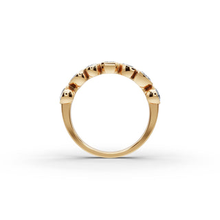 Mixed Shape Lab Grown Diamond Bezel Seven Stone Band in yellow gold, view 2