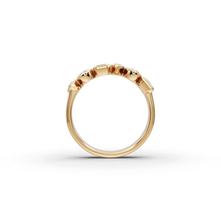 Mixed Shape Lab Grown Diamond Bezel Six Stone Band in yellow gold, view 2