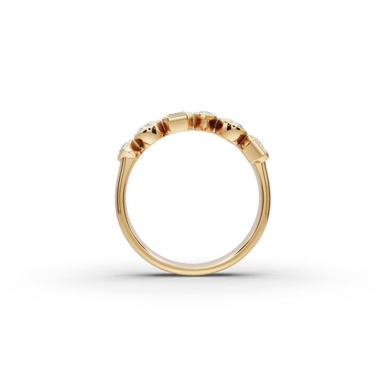 Mixed Shape Lab Grown Diamond Bezel Six Stone Band in yellow gold, view 2