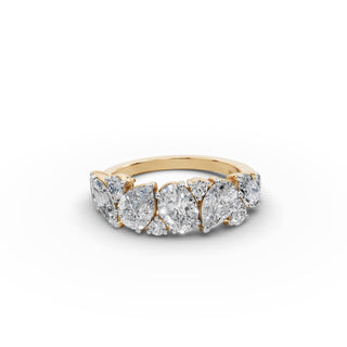 Mixed Shape Lab Grown Diamond Eleven Stone Band in yellow gold, front view
