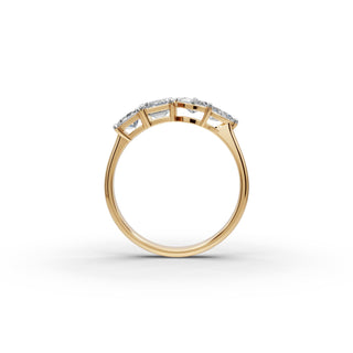Mixed Shape Lab Grown Diamond Five Stone Band in yellow gold, view 2