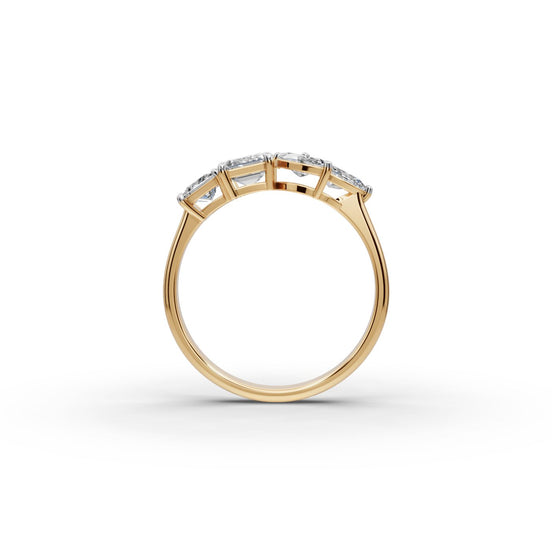 Mixed Shape Lab Grown Diamond Five Stone Band in yellow gold, view 2