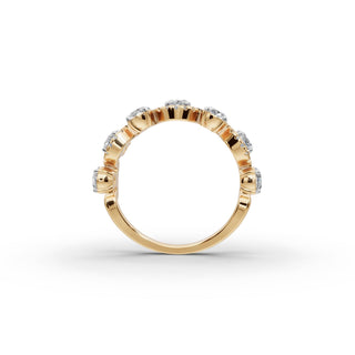 Oval and Round Lab Grown Diamond Band in yellow gold, view 2