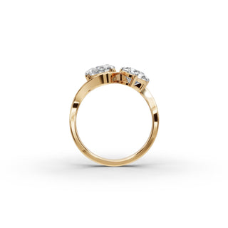 Oval and Round Lab Grown Diamond Toi et Moi Ring in yellow gold, view 2