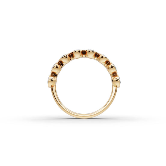 Oval Lab Grown Diamond Bezel Eight Stone Band in yellow gold, view 2