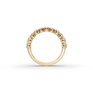 Oval Lab Grown Diamond Eleven Stone Band in yellow gold, view 2