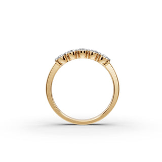 Oval Lab Grown Diamond Five Stone Band in yellow gold, view 2