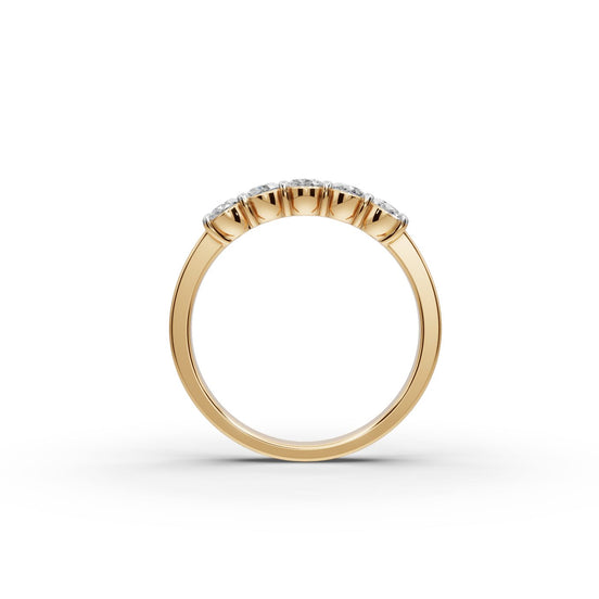Oval Lab Grown Diamond Five Stone Band in yellow gold, view 2
